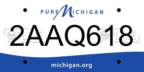 2AAQ618 Michigan License Plate
