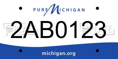2AB0123 Michigan License Plate