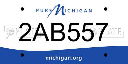 2AB557 Michigan License Plate