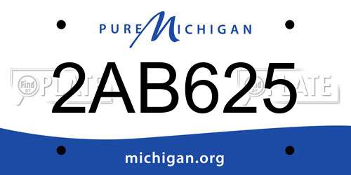 2AB625 Michigan License Plate