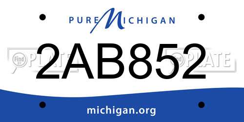 2AB852 Michigan License Plate