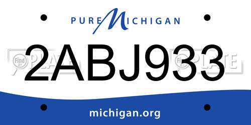 2ABJ933 Michigan License Plate