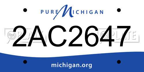 2AC2647 Michigan License Plate