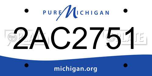 2AC2751 Michigan License Plate