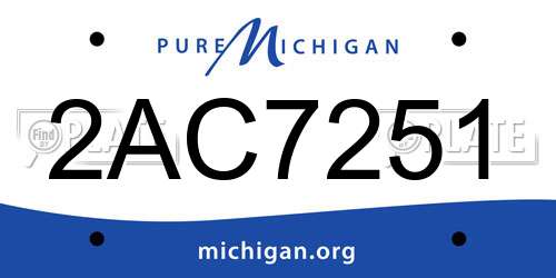 2AC7251 Michigan License Plate