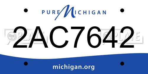 2AC7642 Michigan License Plate