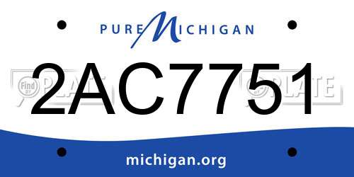 2AC7751 Michigan License Plate