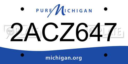 2ACZ647 Michigan License Plate
