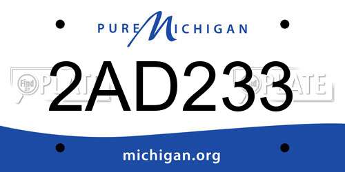 2AD233 Michigan License Plate