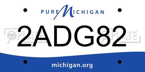 2ADG82 Michigan License Plate