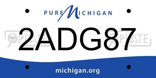 2ADG87 Michigan License Plate