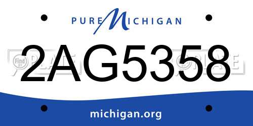 2AG5358 Michigan License Plate