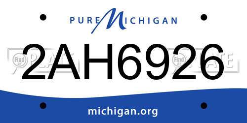 2AH6926 Michigan License Plate
