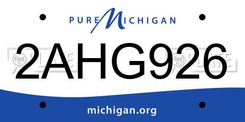 2AHG926 Michigan License Plate