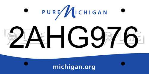 2AHG976 Michigan License Plate