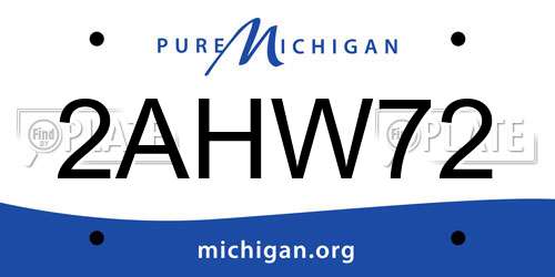 2AHW72 Michigan License Plate