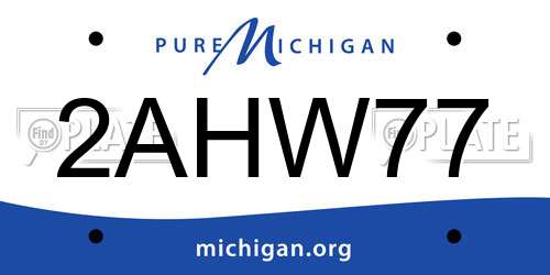 2AHW77 Michigan License Plate