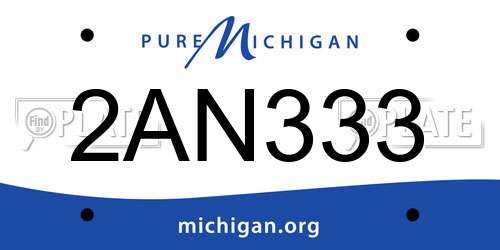 2AN333 Michigan License Plate