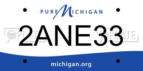 2ANE33 Michigan License Plate
