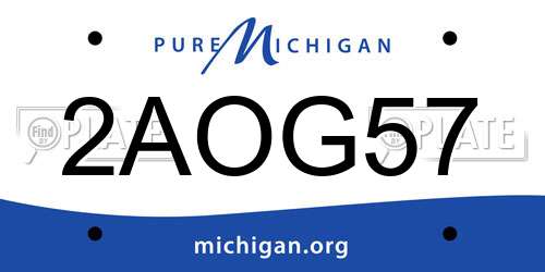 2AOG57 Michigan License Plate