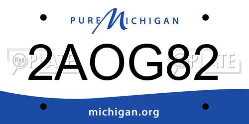 2AOG82 Michigan License Plate