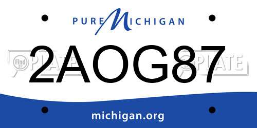 2AOG87 Michigan License Plate