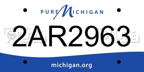 2AR2963 Michigan License Plate