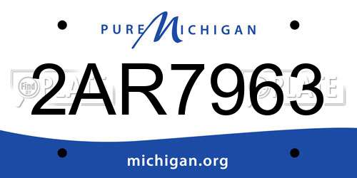 2AR7963 Michigan License Plate