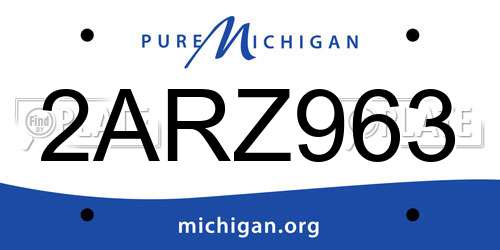 2ARZ963 Michigan License Plate