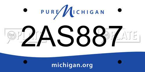 2AS887 Michigan License Plate