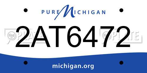2AT6472 Michigan License Plate