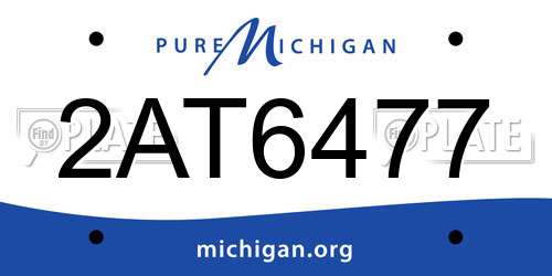 2AT6477 Michigan License Plate