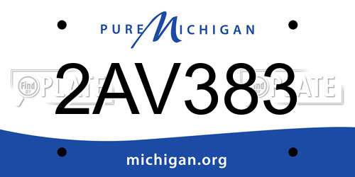 2AV383 Michigan License Plate