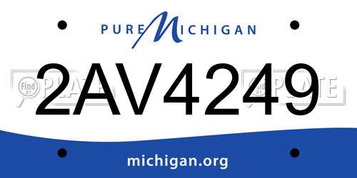 2AV4249 Michigan License Plate