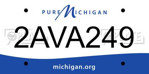 2AVA249 Michigan License Plate