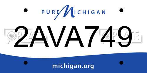 2AVA749 Michigan License Plate