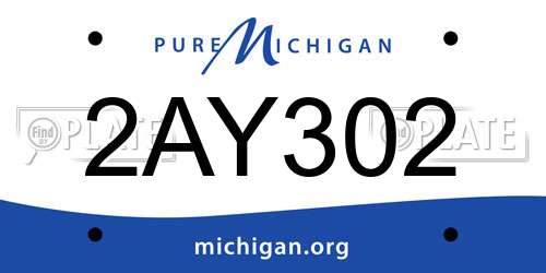 2AY302 Michigan License Plate