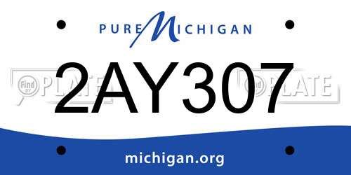 2AY307 Michigan License Plate