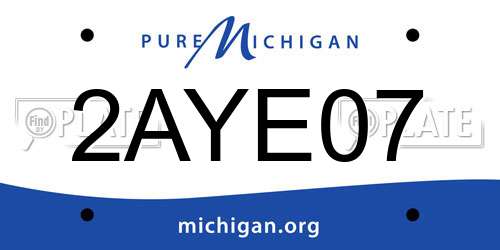2AYE07 Michigan License Plate