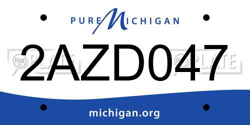 2AZD047 Michigan License Plate