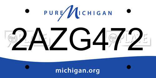2AZG472 Michigan License Plate