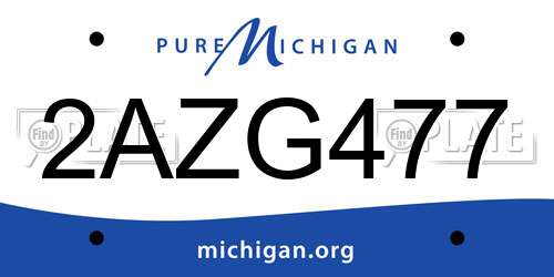2AZG477 Michigan License Plate