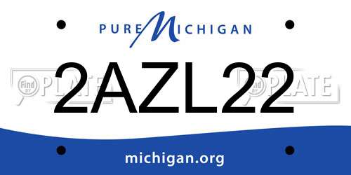 2AZL22 Michigan License Plate