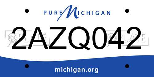 2AZQ042 Michigan License Plate