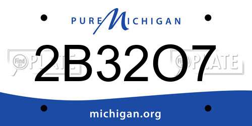 2B32O7 Michigan License Plate