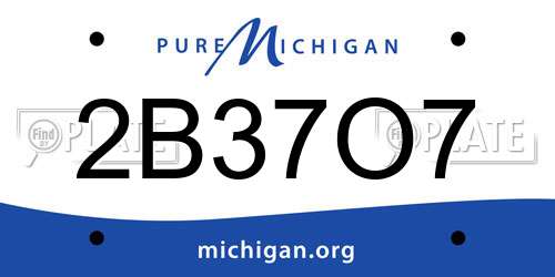 2B37O7 Michigan License Plate