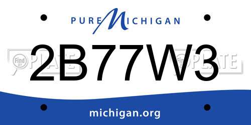 2B77W3 Michigan License Plate