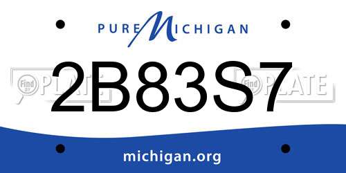 2B83S7 Michigan License Plate