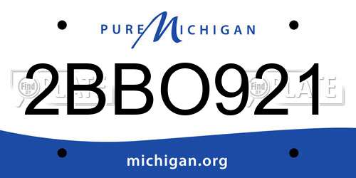 2BBO921 Michigan License Plate