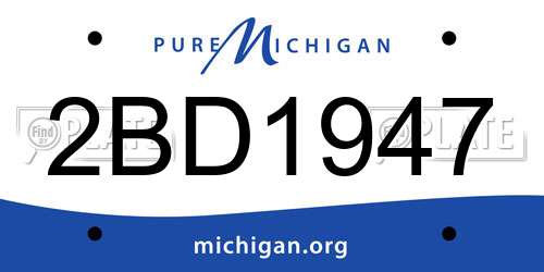 2BD1947 Michigan License Plate